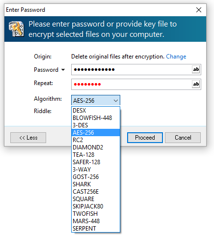 Advanced Encryption Package Screenshot